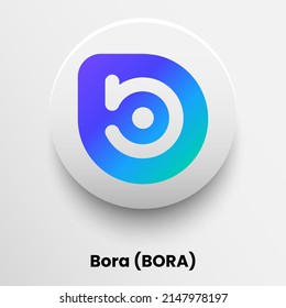 Blockchain based secure Cryptocurrency coin Bora (BORA) icon isolated on colored background. Digital virtual money tokens. Decentralized finance technology illustration. Altcoin Vector logos.