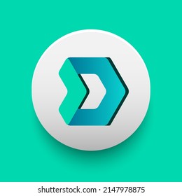 Blockchain based secure Cryptocurrency coin DMarket (DMT) icon isolated on colored background. Digital virtual money tokens. Decentralized finance technology illustration. Altcoin Vector logos.