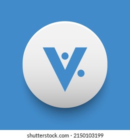 Blockchain based secure Cryptocurrency coin VeriCoin (VRC) icon isolated on colored background. Digital currency. Altcoin symbol. Vector Illustration