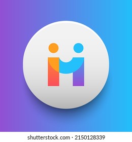 Blockchain-basiertes sicheres Kryptowährung-Münzbild Humanscape (HUM) Symbol einzeln auf buntem Hintergrund. Digitale Währung. Altcoin-Symbol. Vektorgrafik