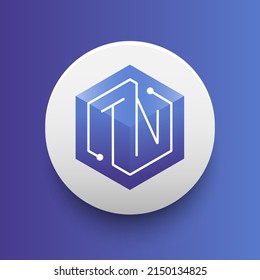 Blockchain based secure Cryptocurrency coin TrustNFT (TRUSTNFT) icon isolated on colored background. Digital currency. Altcoin symbol. Vector Illustration