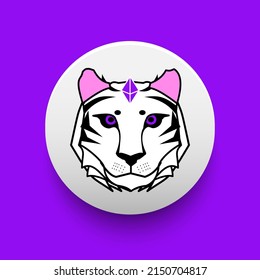 Blockchain based secure Cryptocurrency coin TigerQueen (TQUEEN) icon isolated on colored background. Digital currency. Altcoin symbol. Vector Illustration