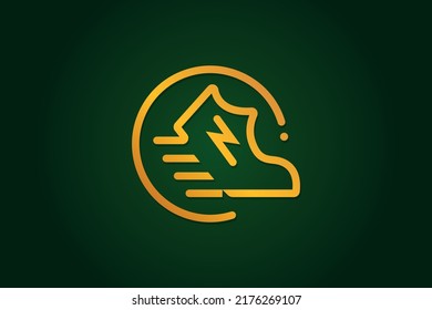 Blockchain based secure Cryptocurrency coin Green Satoshi Token Logo Icon Design - shoe Power logo design Vector