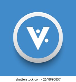 Blockchain based secure Cryptocurrency VeriCoin (VRC) icon isolated on colored background. Digital currency. Altcoin symbol. Vector Illustration