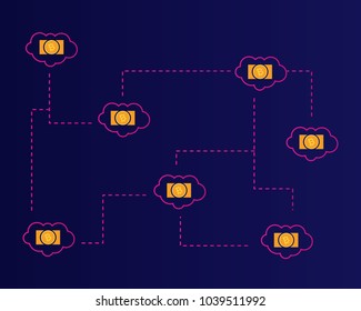 Blockchain bitcoin cash network cloud background collection