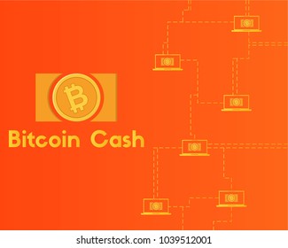Blockchain bitcoin cash network technology background collection