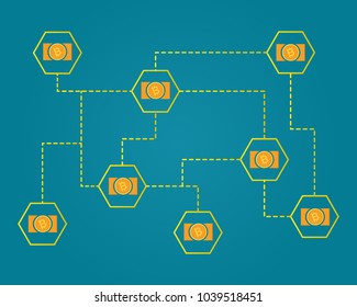 Blockchain bitcoin cash networking concept background collection