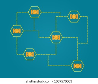 Blockchain bitcoin cash networking concept background collection