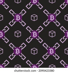 Blockchain Bitcoin Crypto Vector Seamless Repeat Pattern.