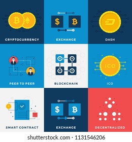 Blockchain, Bitcoin Exchange, Peer to Peer Payment Process, Decentralized Bitcoin Blockchain,  Bitcoin and Ethereum, Dash, ICO. Initial Coin Offering, Ethereum Smart Contract, Dash
