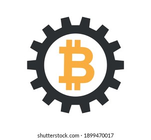 Diseño de icono plano de icono de Bitcoin de Blockchain. El concepto de economía y dinero digital para páginas web y móviles.