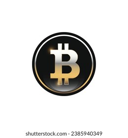 Icono de bitcoin de la cadena de bloqueo y diseño de logotipo plano