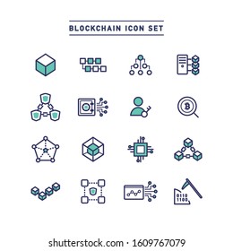 BLOCKCHAIN AND BITCOIN ICON SET