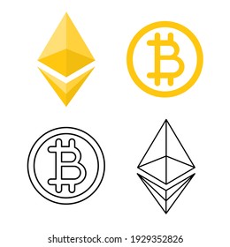 Símbolo de icono de bitcoin de Blockchain - Ilustración vectorial