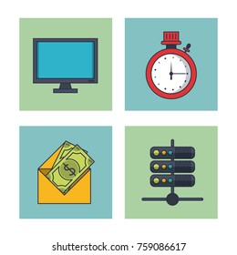 Blockchain and bitcoin icon vector illustration graphic design