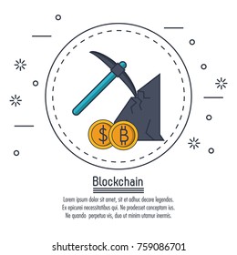 Blockchain and bitcoin icon vector illustration graphic design