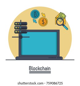 Blockchain and bitcoin icon vector illustration graphic design