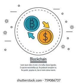 Blockchain and bitcoin icon vector illustration graphic design