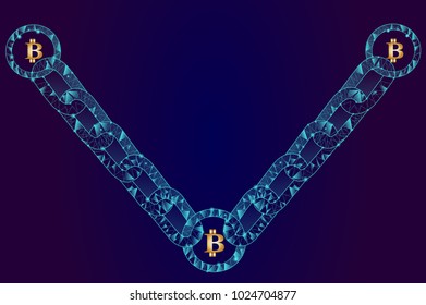 Blockchain - bitcoin software platform isolated on blue background.For web site,digital asset,financial system and presentation material.Creative and modern business concept,vector illustration eps 10
