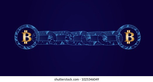 Blockchain - bitcoin software platform isolated on blue background. For website, digital asset, financial system and presentation material.Creative and modern business concept. vector illustration eps 10