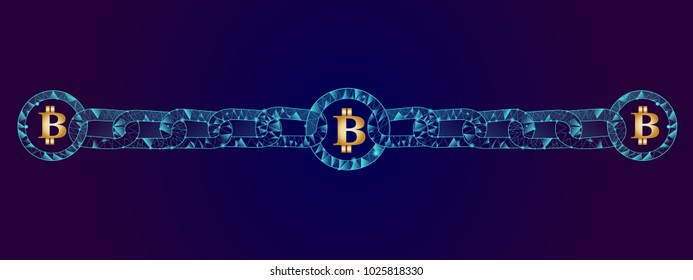 Blockchain - bitcoin software platform isolated on blue background.For web site,digital asset,financial system and presentation material.Creative and modern business concept,vector illustration eps 10