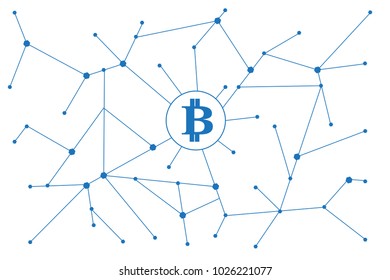 Blockchain -bitcoin software platform isolated on white background.For web site,digital asset,financial system and presentation material.Creative and modern business concept,vector illustration eps 10