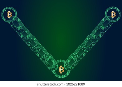 Blockchain -bitcoin software platform isolated on green background.For web site,digital asset,financial system and presentation material.Creative and modern business concept,vector illustration eps 10