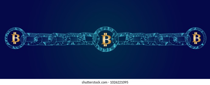 Blockchain - bitcoin software platform isolated on blue background.For web site,digital asset,financial system and presentation material.Creative and modern business concept,vector illustration eps 10