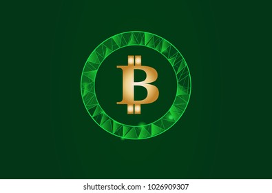 Blockchain -bitcoin software platform isolated on green background.For web site,digital asset,financial system and presentation material.Creative and modern business concept,vector illustration eps 10