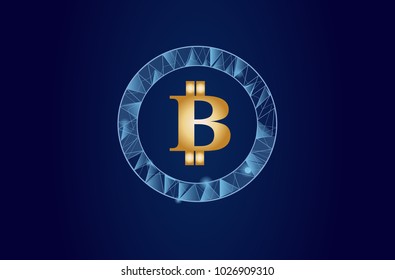 Blockchain - bitcoin software platform isolated on blue background.For web site,digital asset,financial system and presentation material.Creative and modern business concept,vector illustration eps 10