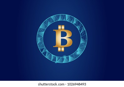 Blockchain - bitcoin software platform isolated on blue background.For web site,digital asset,financial system and presentation material.Creative and modern business concept,vector illustration eps 10