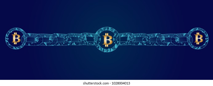 Blockchain - bitcoin software platform isolated on blue background.For web site,digital asset,financial system and presentation material.Creative and modern business concept,vector illustration eps 10