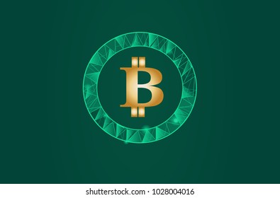 Blockchain -bitcoin software platform isolated on green background.For web site,digital asset,financial system and presentation material.Creative and modern business concept,vector illustration eps 10