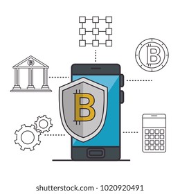 blockchain and bitcoin technology concept 