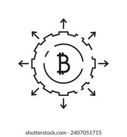 Blockchain and Bitcoin technology line icon set. Vector cryptocurrency icons element. Containing blockchain, distribution, and decentralized finance
