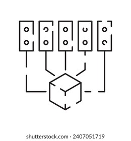 Blockchain and Bitcoin technology line icon set. Vector cryptocurrency icons element. Containing blockchain, distribution, and decentralized finance