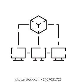 Blockchain and Bitcoin technology line icon set. Vector cryptocurrency icons element. Containing blockchain, distribution, and decentralized finance