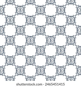 Blockchain with Bitcoin vector Decentralized Cryptocurrency concept thin line seamless pattern