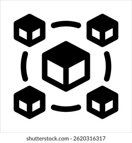 Blockchain Black Icon. Simple Vector Illustration on White Background