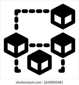 Blockchain Black Icon. Simple Vector Illustration on White Background