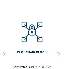 icono del vector de contorno de bloque blockchain. ilustración de elemento simple. icono de contorno de bloque blockchain a partir del concepto de criptodivisa modificable. se puede usar para web y móvil
