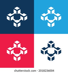 Conjunto mínimo de iconos azul y rojo de cuatro colores