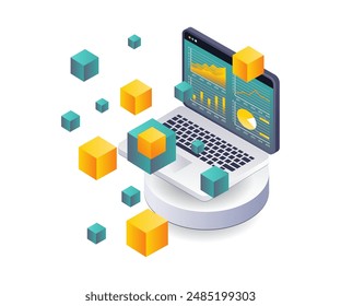 Blockchain business data analysis computer dashboard