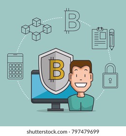 blockchain business set icons