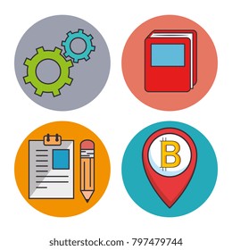 blockchain business set icons