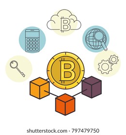 blockchain business set icons