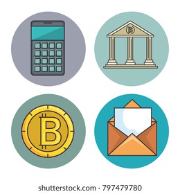 blockchain business set icons