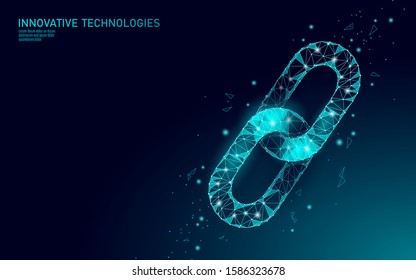 Blockchain business symbol concept. Chain connection network finance information security. 3D low poly polygonal geometric design. Global technology e-commerce online vector illustration