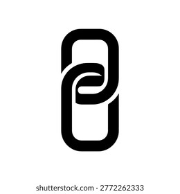 Blockchain chain link icon featuring two interlocked rounded rectangular rings in bold black solid style representing digital connection hyperlink crypto ledger network integration and secure decentralized transaction