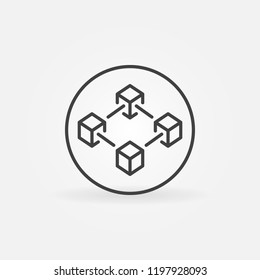 Blockchain in circle line icon. Block chain Technology outline concept outline symbol
